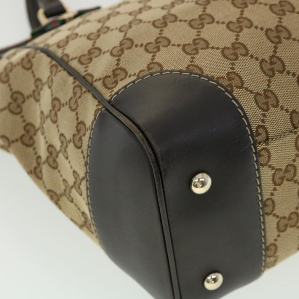 GUCCI Web Sherry Line GG Canvas Tote Bag Beige Green Red am2786g