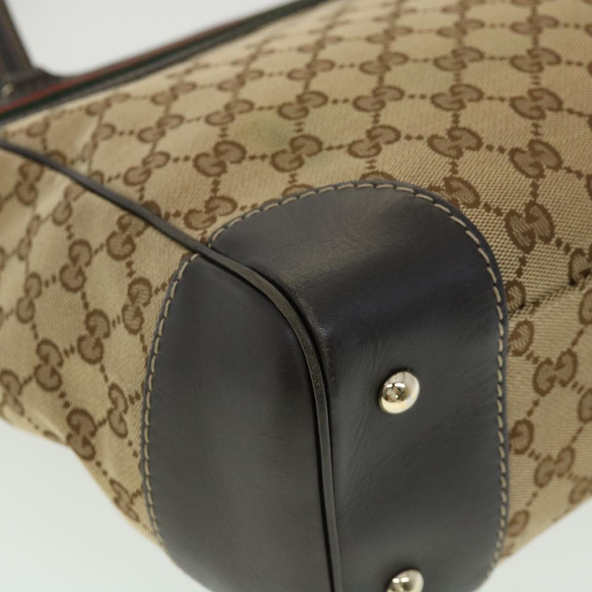 GUCCI Web Sherry Line GG Canvas Tote Bag Beige Green Red am2786g