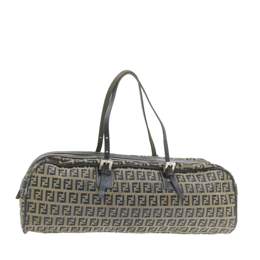 FENDI Zucchino Canvas Hand Bag Navy Blue am577g