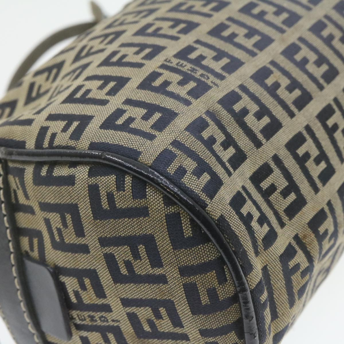 FENDI Zucchino Canvas Hand Bag Navy Blue am577g