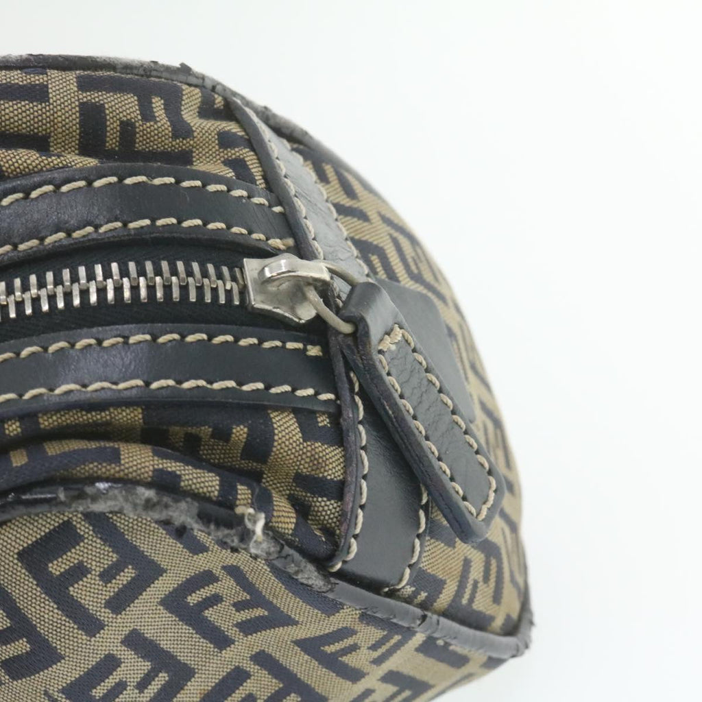 FENDI Zucchino Canvas Hand Bag Navy Blue am577g