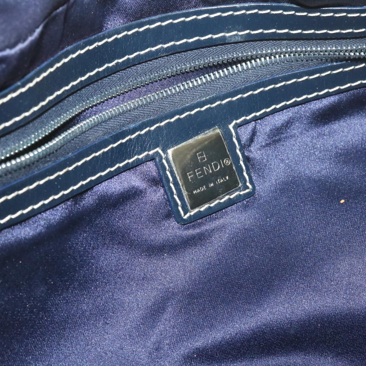 FENDI Zucchino Canvas Hand Bag Navy Blue am577g