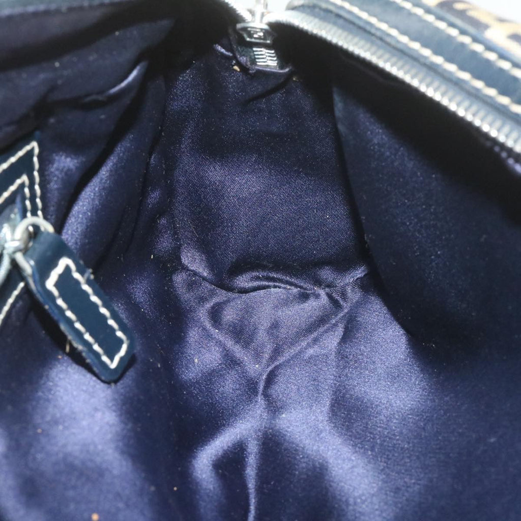 FENDI Zucchino Canvas Hand Bag Navy Blue am577g