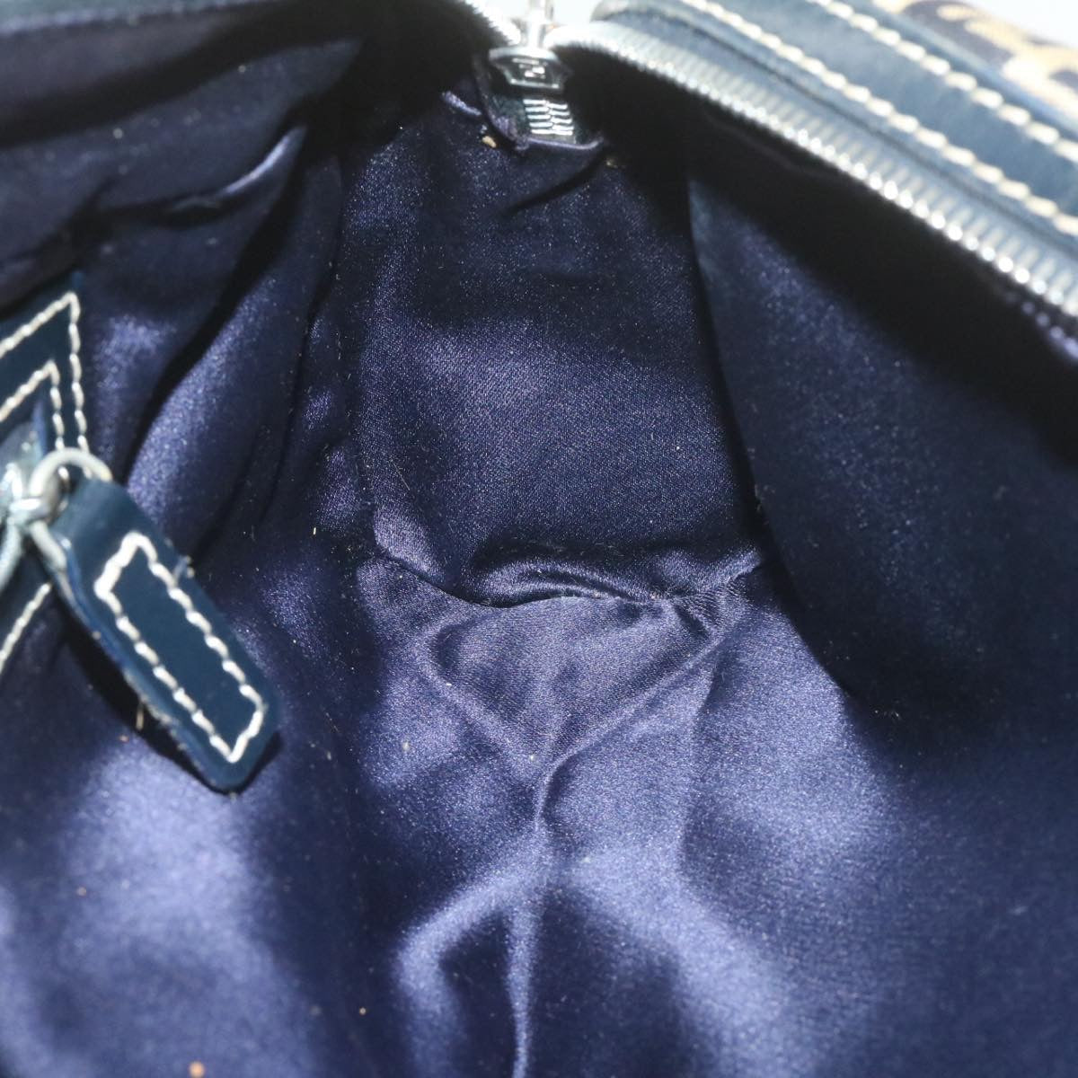 FENDI Zucchino Canvas Hand Bag Navy Blue am577g