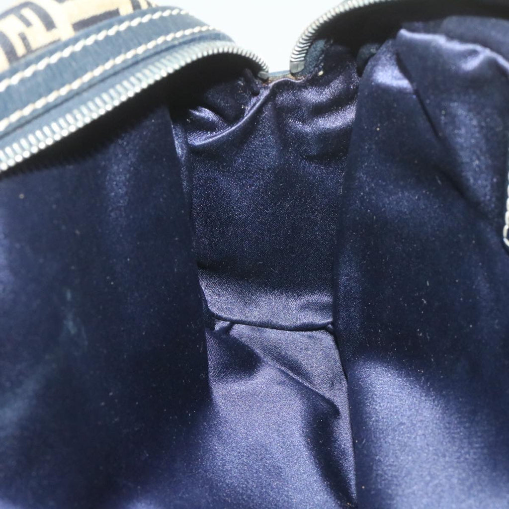 FENDI Zucchino Canvas Hand Bag Navy Blue am577g