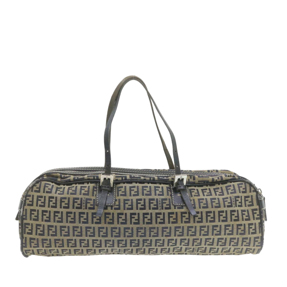 FENDI Zucchino Canvas Hand Bag Navy Blue am577g