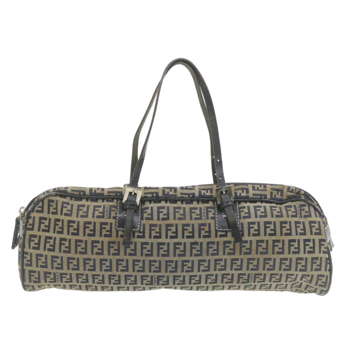 FENDI Zucchino Canvas Hand Bag Navy Blue am577g