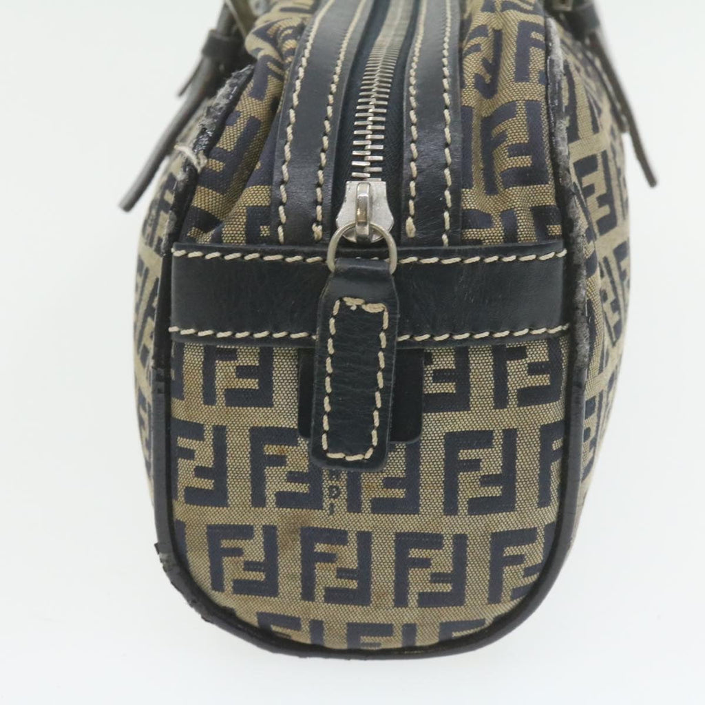 FENDI Zucchino Canvas Hand Bag Navy Blue am577g