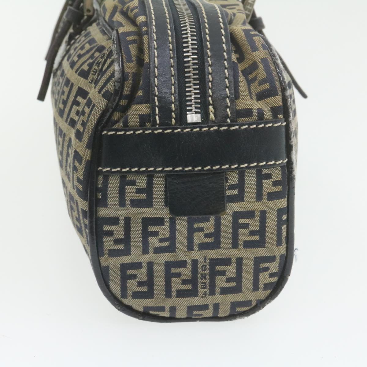 FENDI Zucchino Canvas Hand Bag Navy Blue am577g