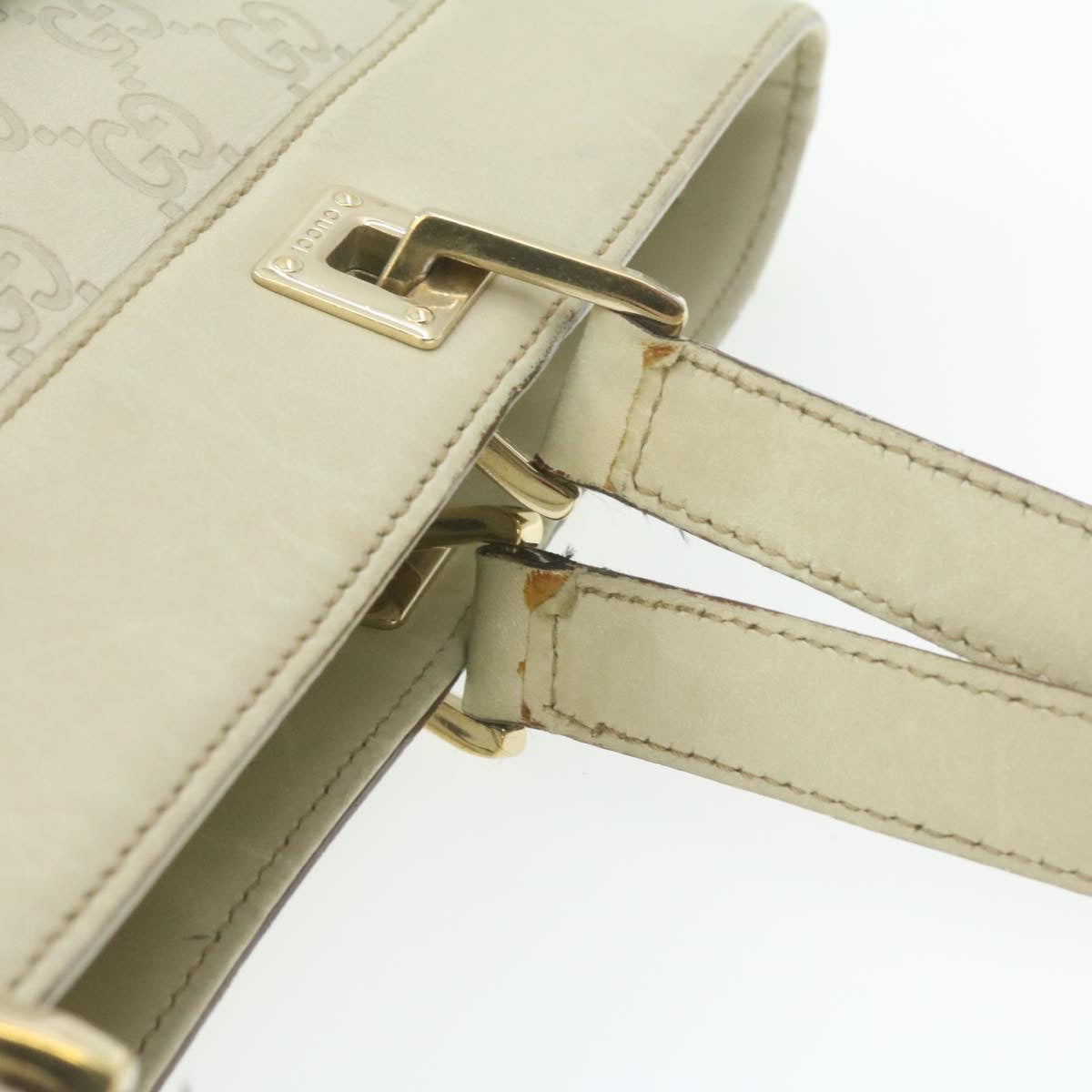 GUCCI Guccissima GG Canvas Tote Bag Leather White 145993213317 am692g