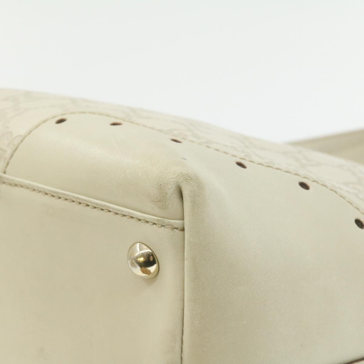 GUCCI Guccissima GG Canvas Tote Bag Leather White 145993213317 am692g