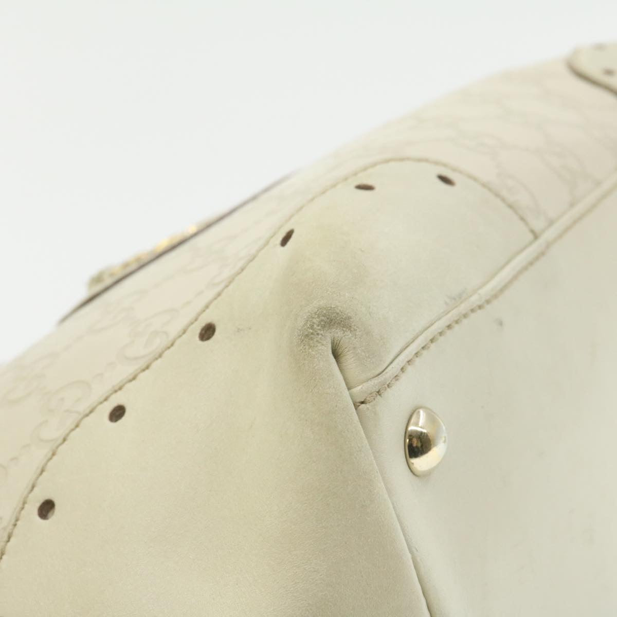 GUCCI Guccissima GG Canvas Tote Bag Leather White 145993213317 am692g