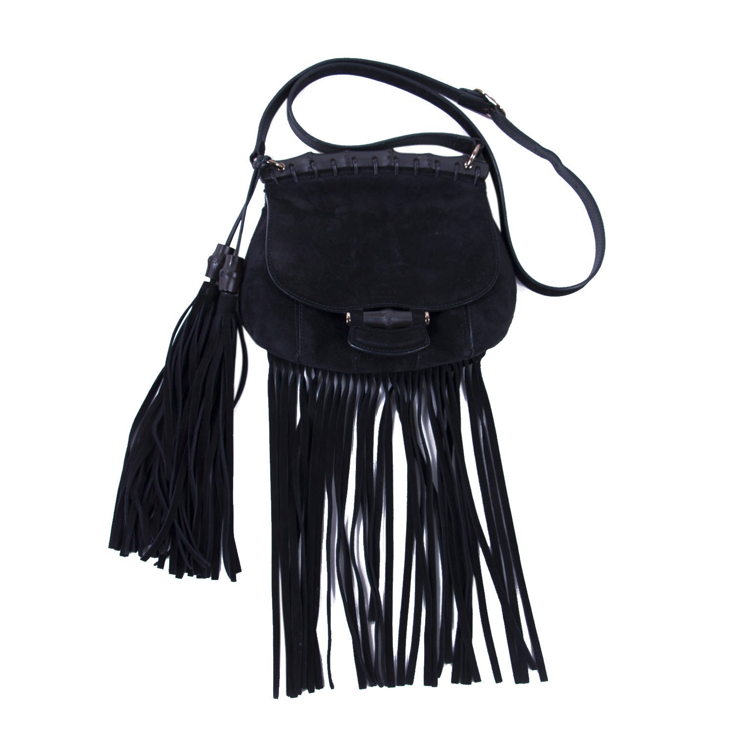 Gucci Nouveau Black Fringe Suede Bag