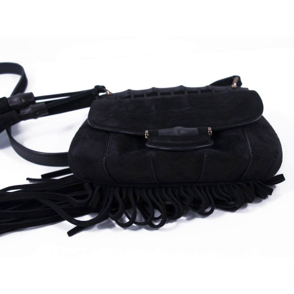 Gucci Nouveau Black Fringe Suede Bag