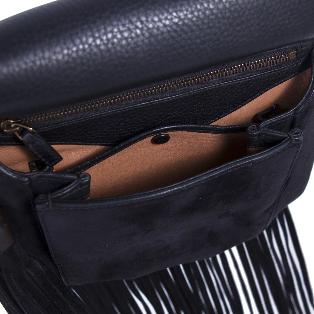 Gucci Nouveau Black Fringe Suede Bag