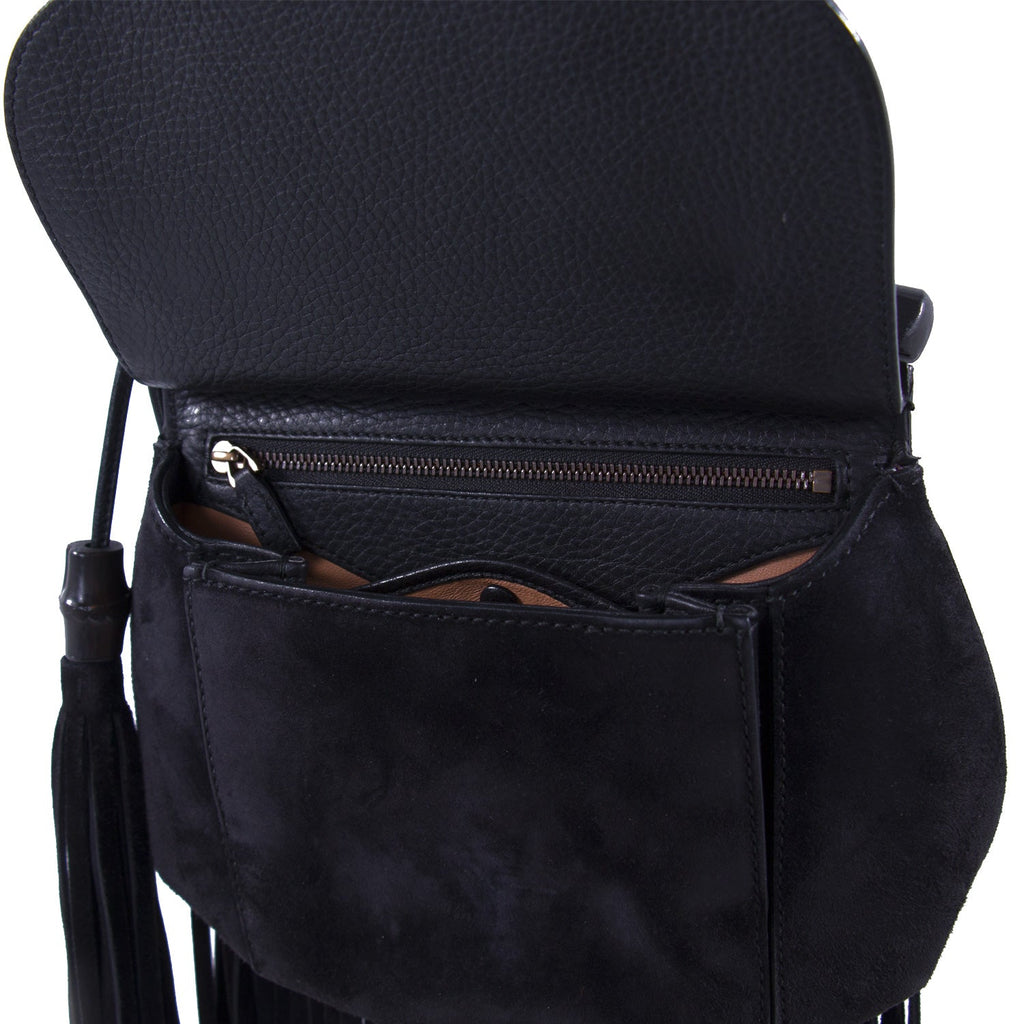 Gucci Nouveau Black Fringe Suede Bag