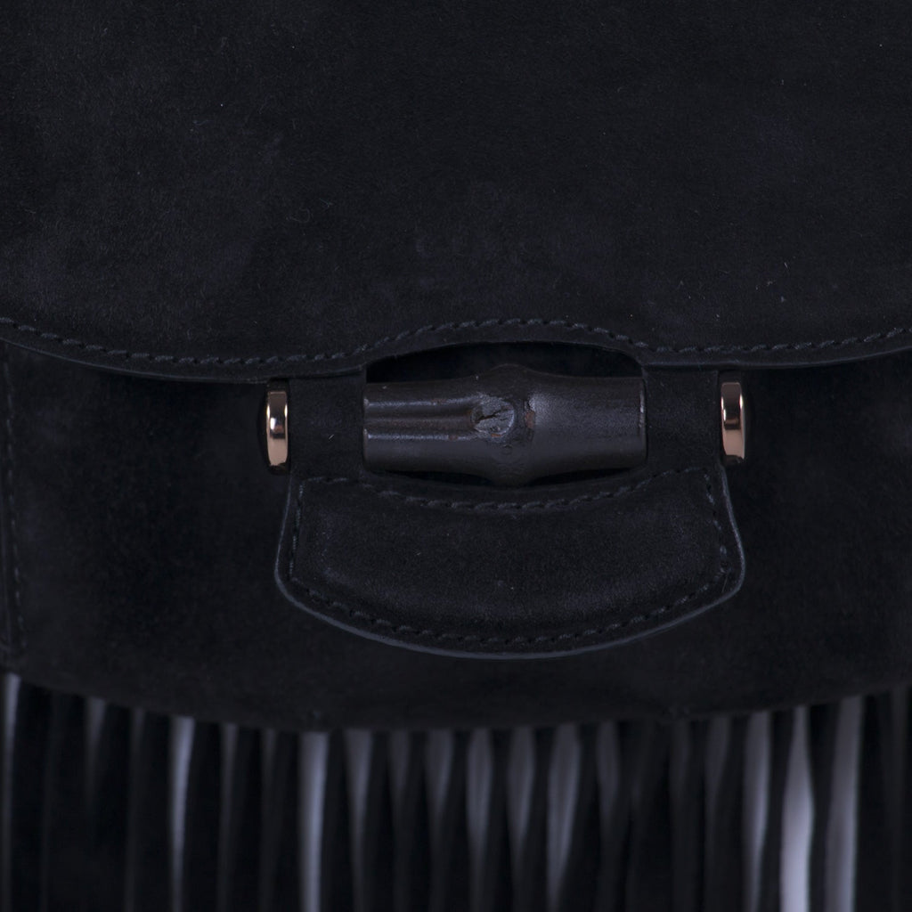 Gucci Nouveau Black Fringe Suede Bag