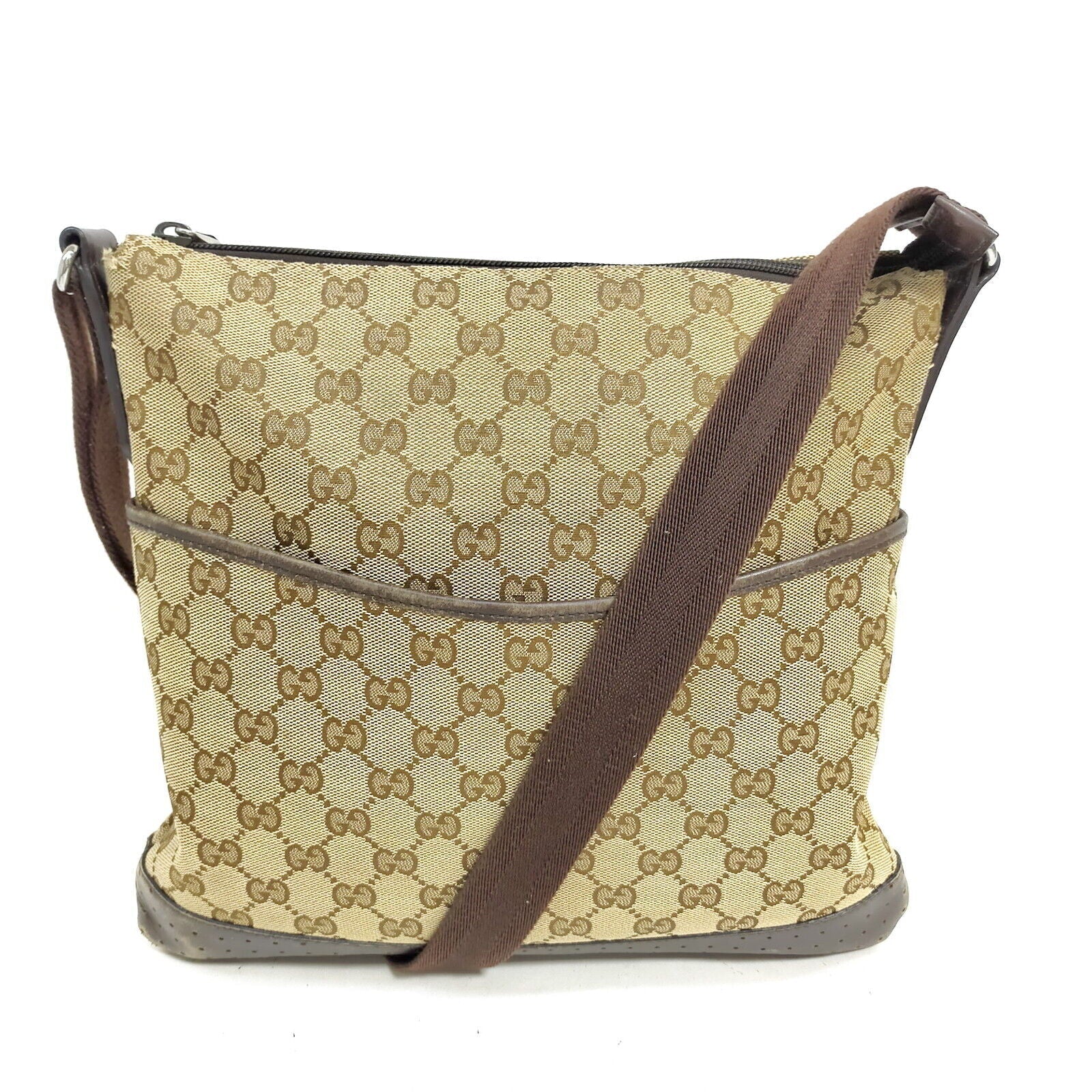 Gucci  Brown Canvas Crossbody Bag