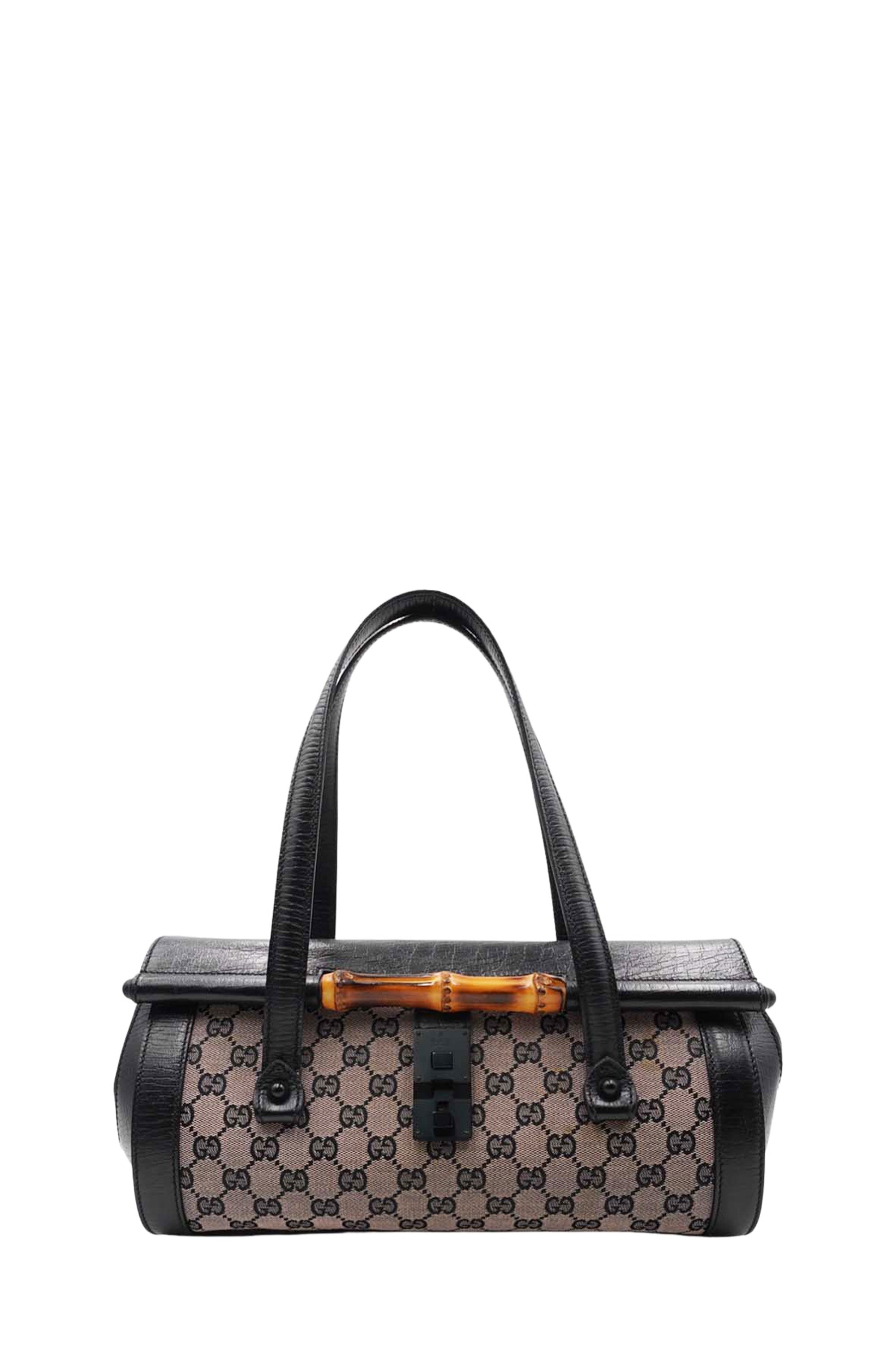 GG Canvas Bamboo Bullet Shoulder Bag Brown Black