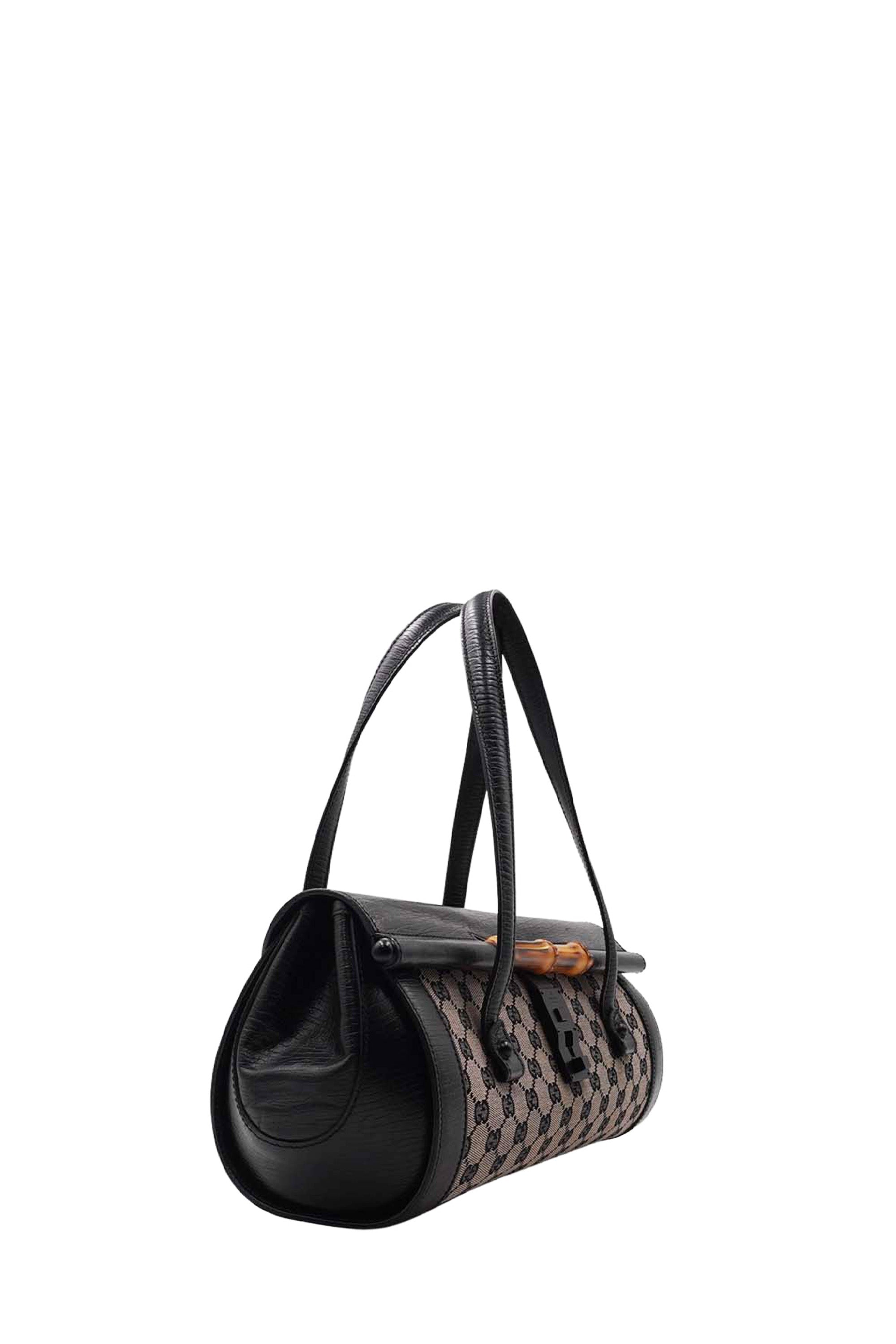 GG Canvas Bamboo Bullet Shoulder Bag Brown Black