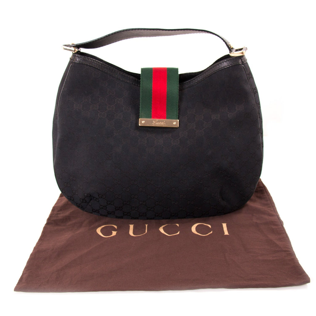 Gucci GG Black Canvas Hobo Bag