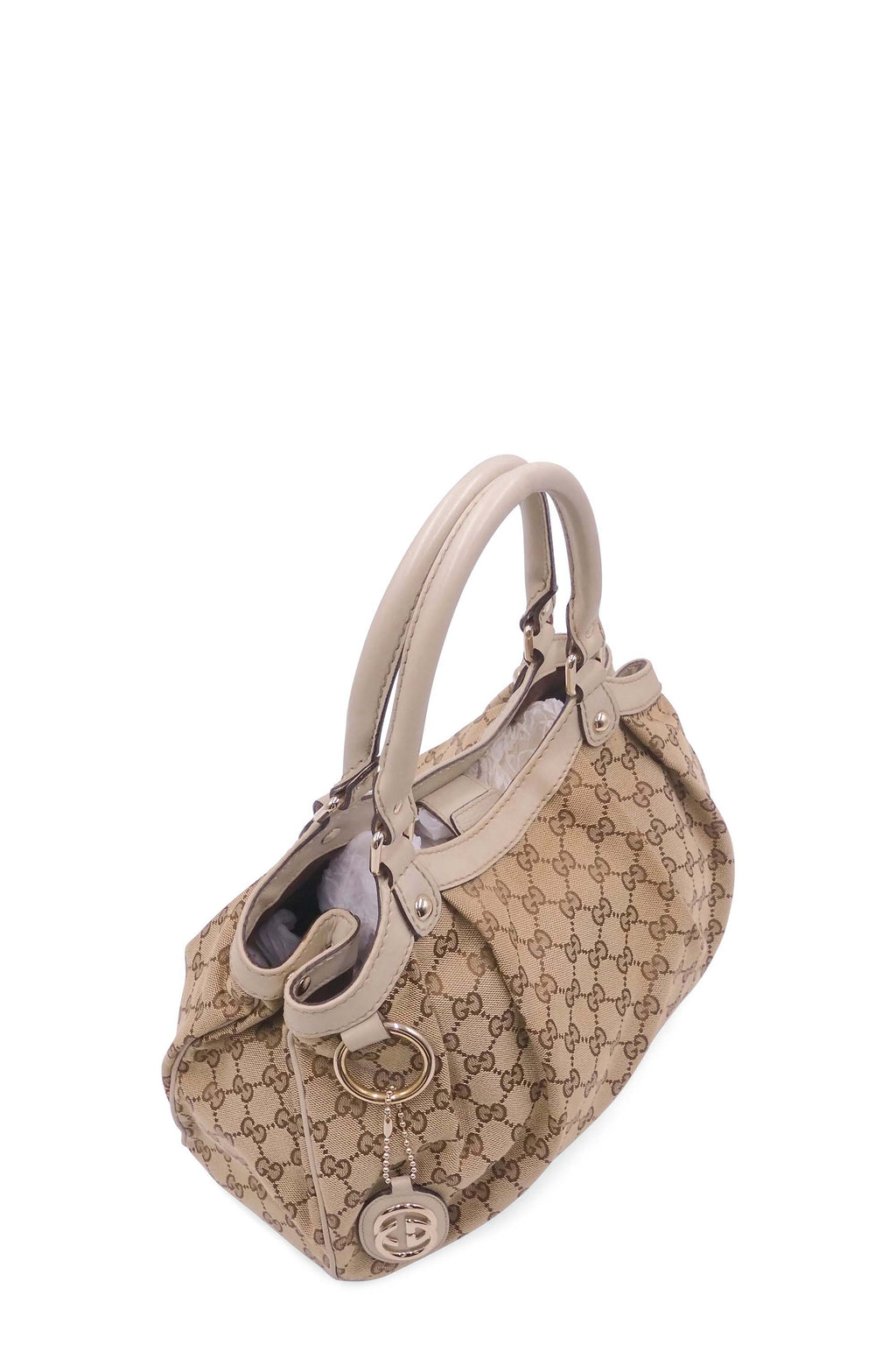 GG Canvas Sukey Boston Bag White