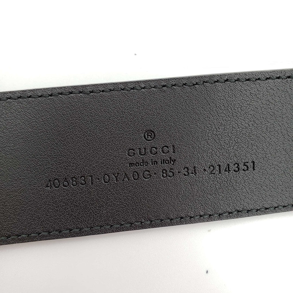 Gucci GG Marmont Leather Black Belt with Shiny Gold Buckle New