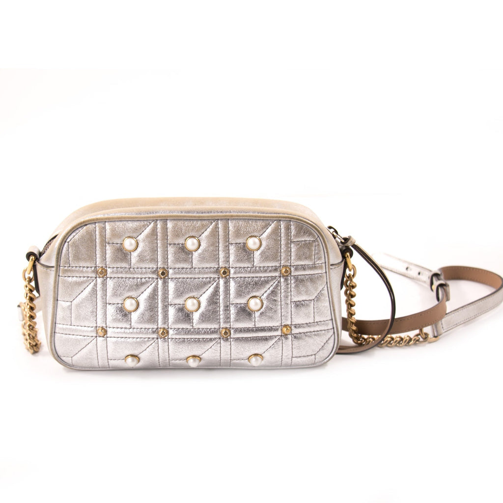 Gucci GG Marmont MatelassÃƒÆ’Ã‚Â© Silver Metallic Bag
