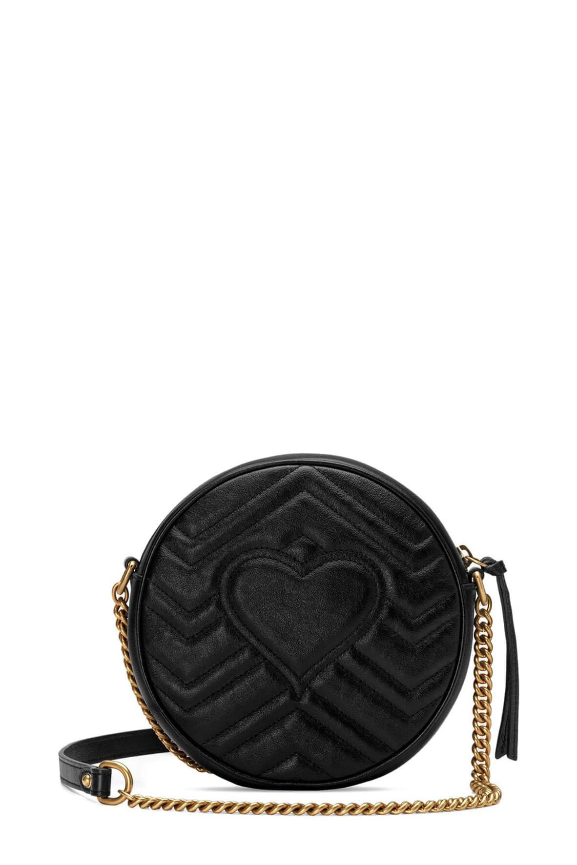 GG Marmont Mini Round Bag Black