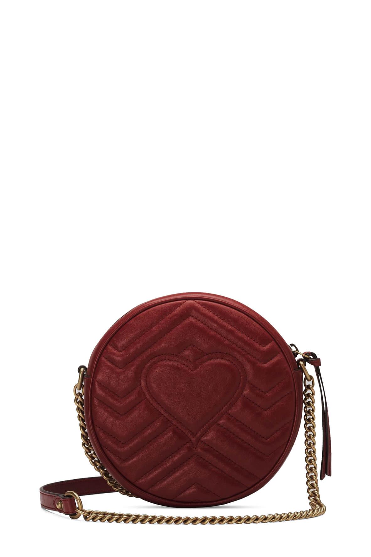 GG Marmont Mini Round Bag Hibiscus Red