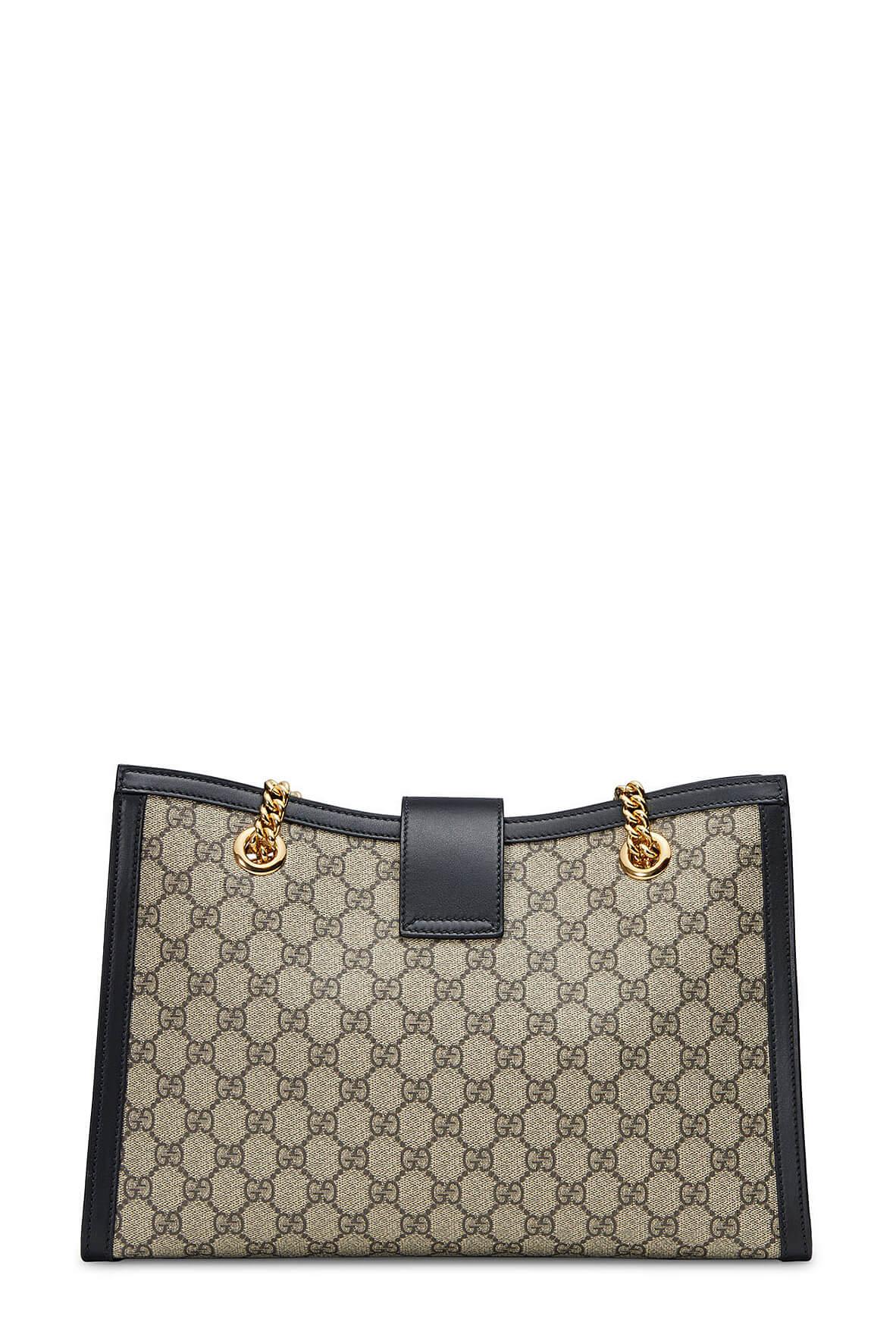 GG Supreme Padlock Medium Shoulder Bag Black