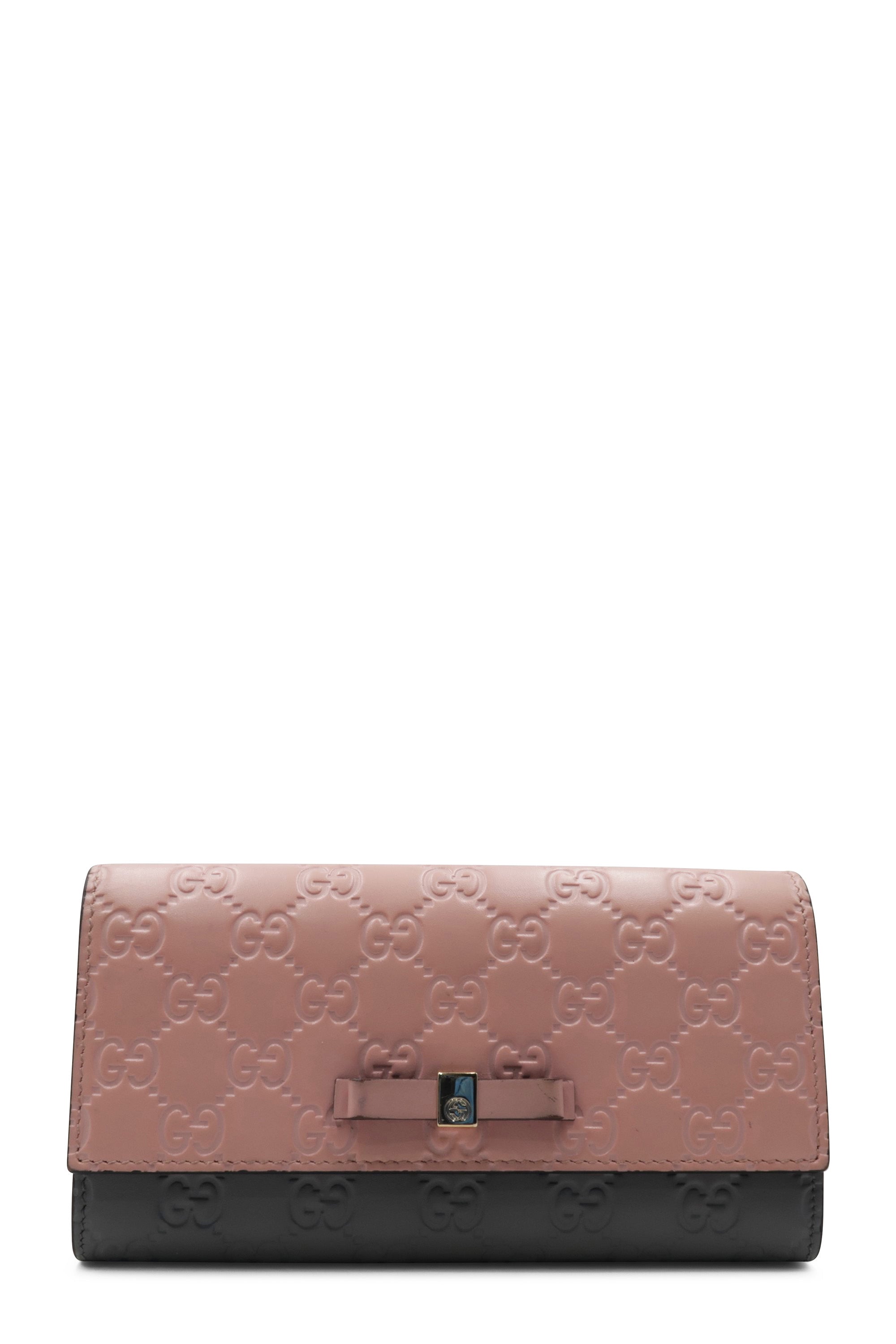 Guccisima Bow Continental Wallet Pink Grey