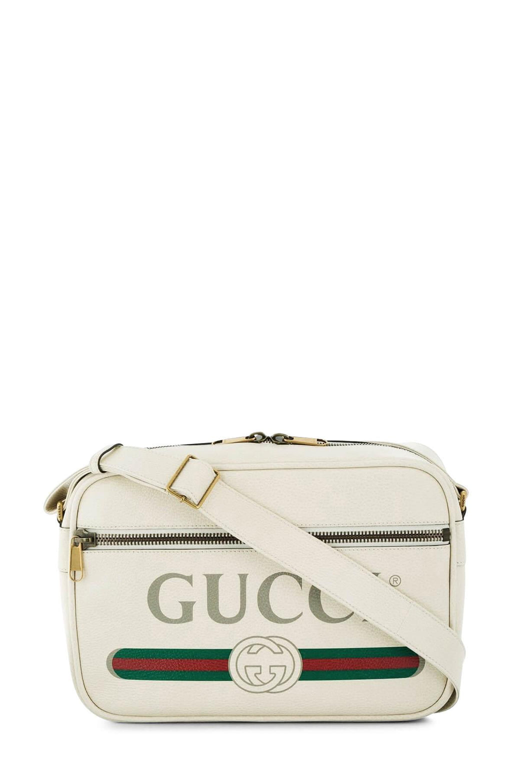 Logo Print Messenger Bag White