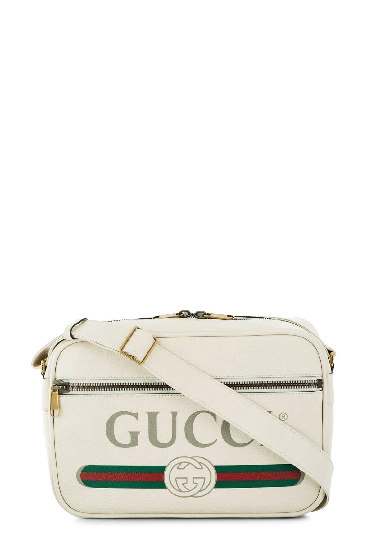 Logo Print Messenger Bag White