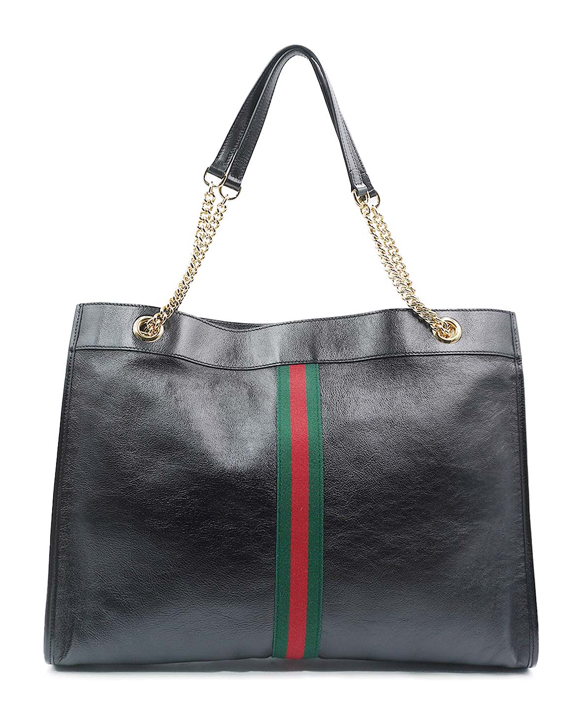 Maxi Rajah Chain Tote Leather Bag Black