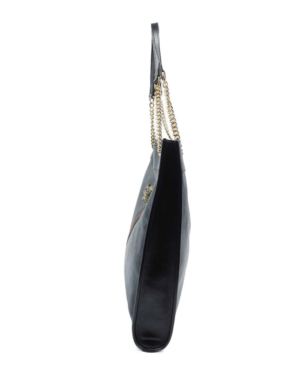 Maxi Rajah Chain Tote Leather Bag Black