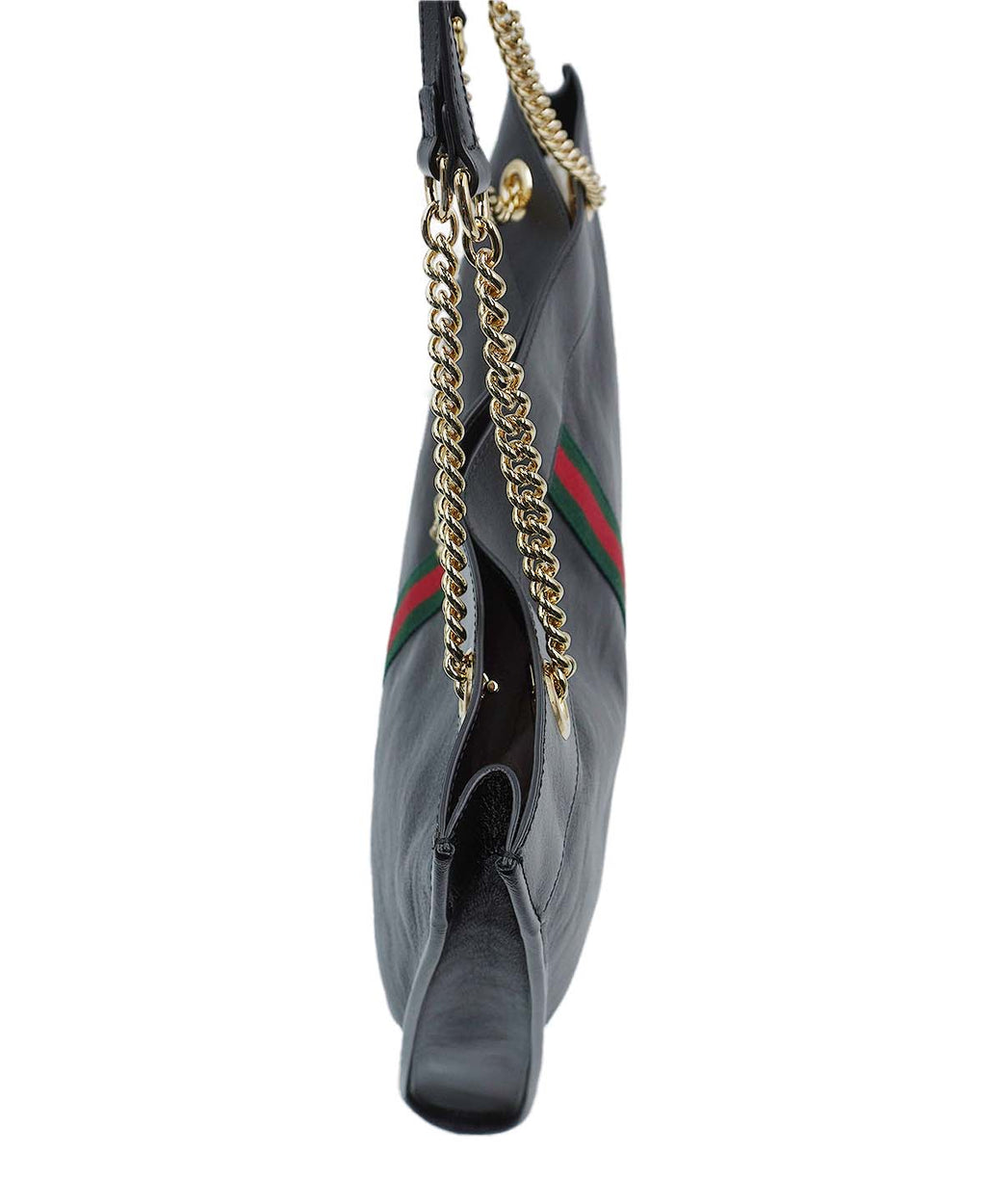 Maxi Rajah Chain Tote Leather Bag Black