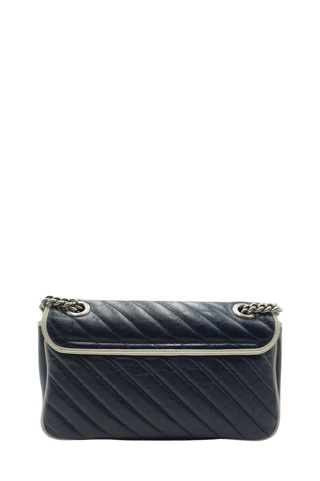 GG Marmont Small Matelasse Shoulder Bag Navy White Blue