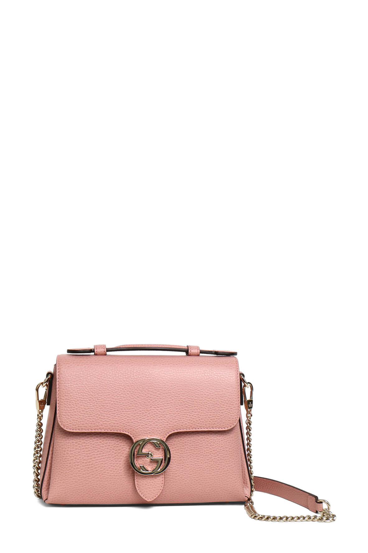 Medium Interlocking GG Top Handle Shoulder Bag Dusty Pink