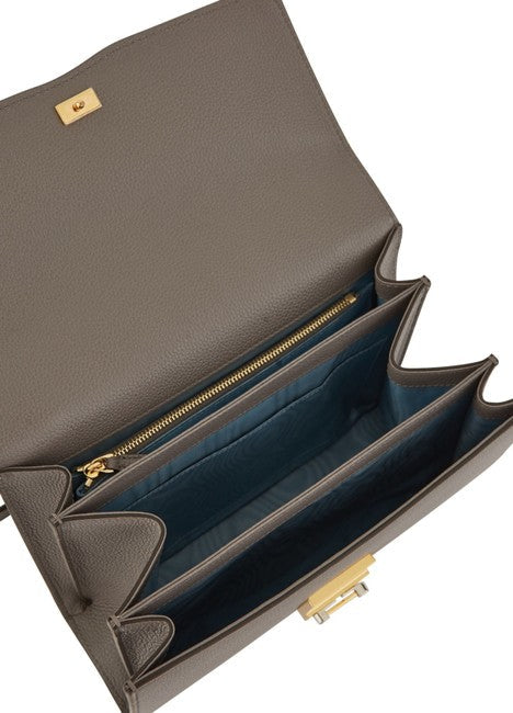 Gucci Women Zumi Grey Textured Leather Shoulder Bag