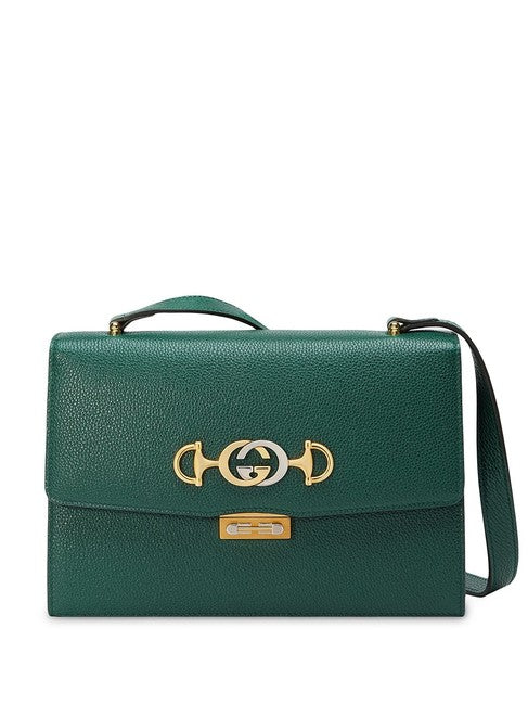 Gucci Women Zumi Small Green Textured Leather Shoulder Bag