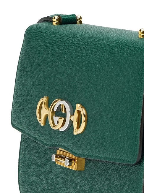 Gucci Women Zumi Small Green Textured Leather Shoulder Bag
