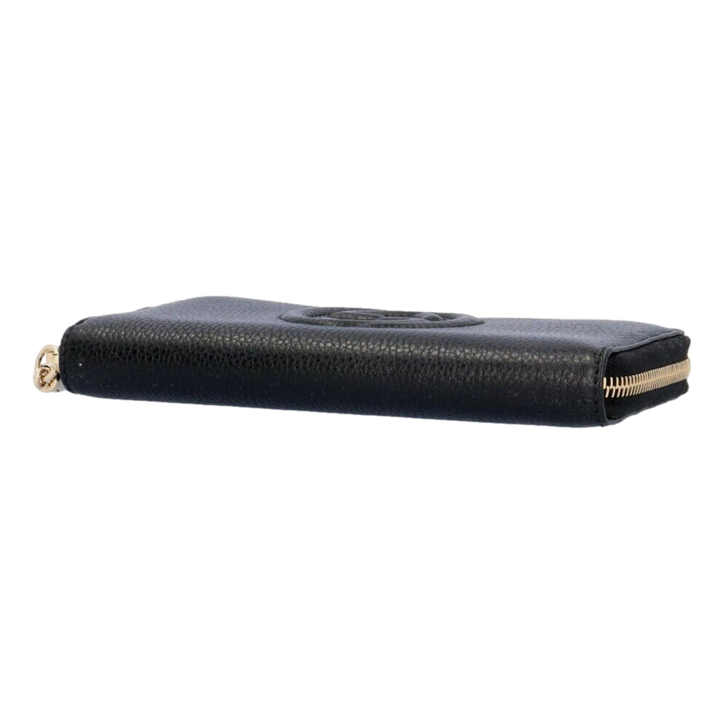 Gucci Soho Cellarius GG Continental Zip Around Wallet Black Leather