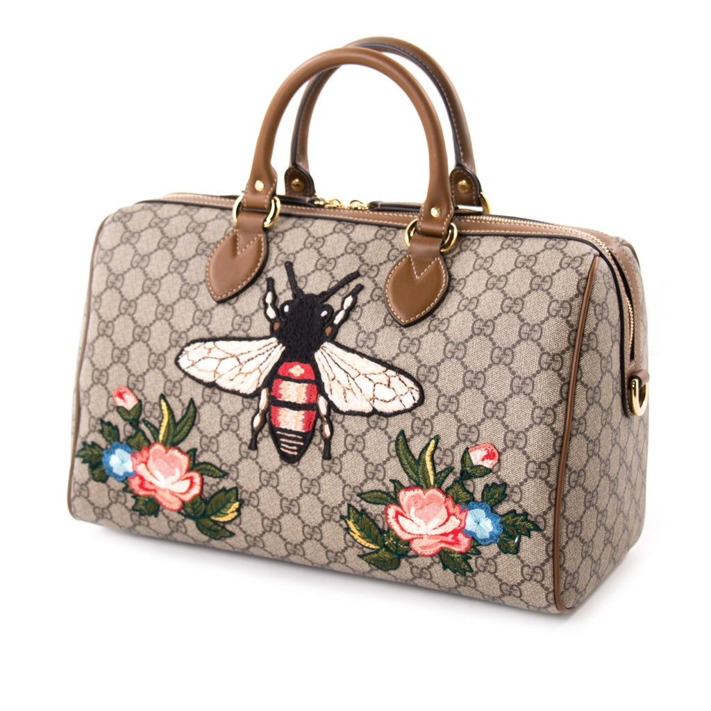 Gucci GG Supreme Embroidered Boston Bag