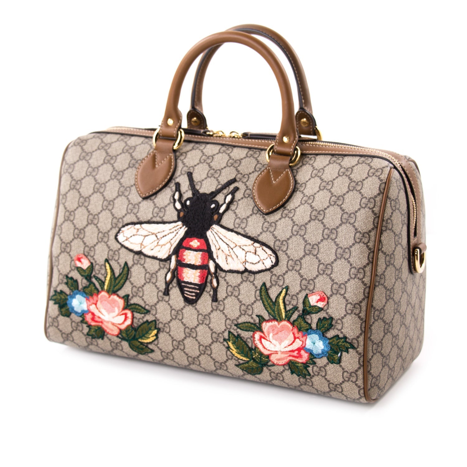 Gucci GG Supreme Embroidered Boston Bag