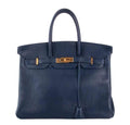 HermÃƒÆ’Ã‚Â¨s Birkin 35 Navy Fjord Bag GHW