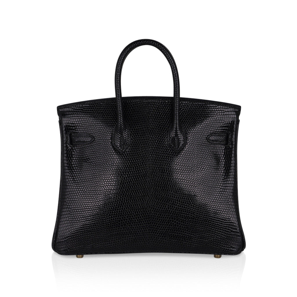 Hermes Birkin 25 Bag Black Lizard Gold Hardware Very Rare
