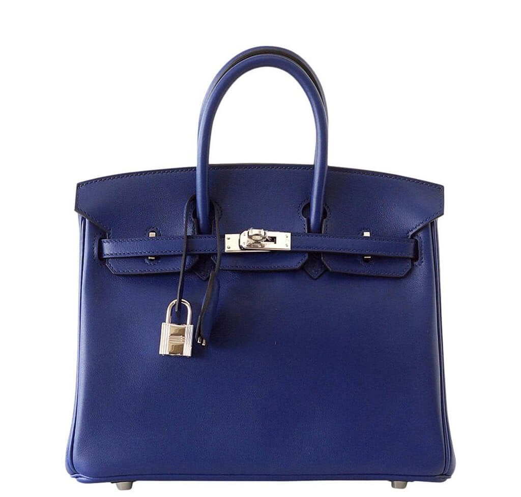HermÃƒÆ’Ã‚Â¨s Birkin 25 Bleu Saphir Bag Swift Palladium