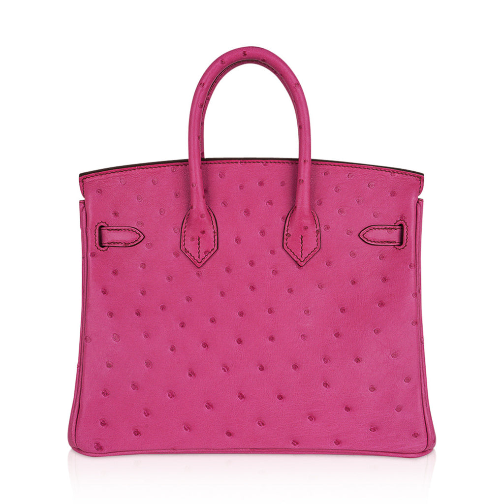 Hermes Birkin 25 Bag Fuchsia Ostrich with Palladium Hardware