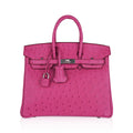 Hermes Birkin 25 Bag Fuchsia Ostrich with Palladium Hardware